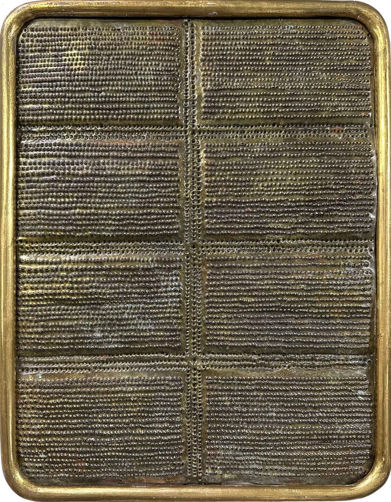 Mensaje de Mathias Goeritz - Hammered brass and metal fasteners on board, 1960s