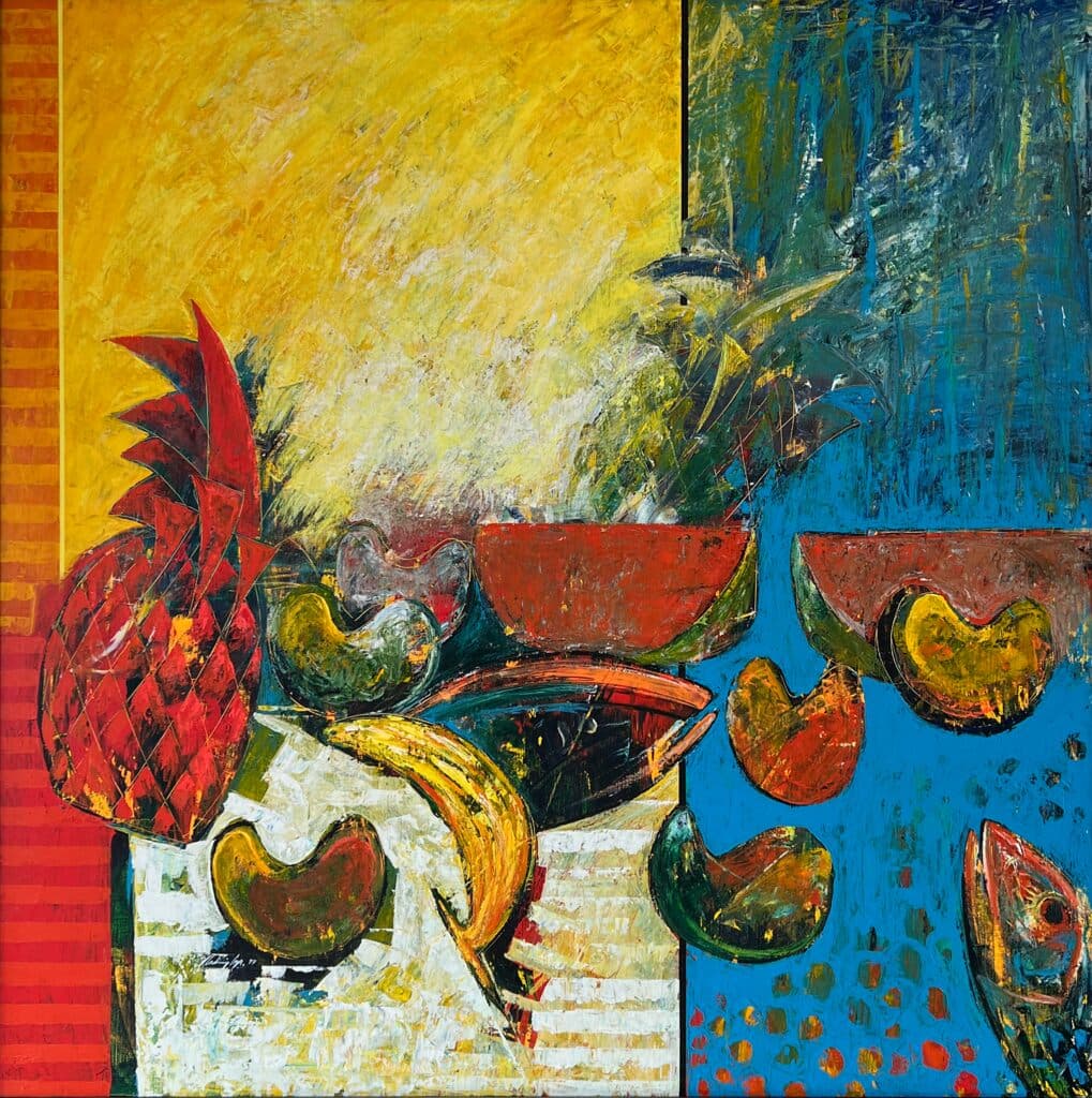 Bodegón con frutas de Vladimir Cora - Oil on canvas, 1997