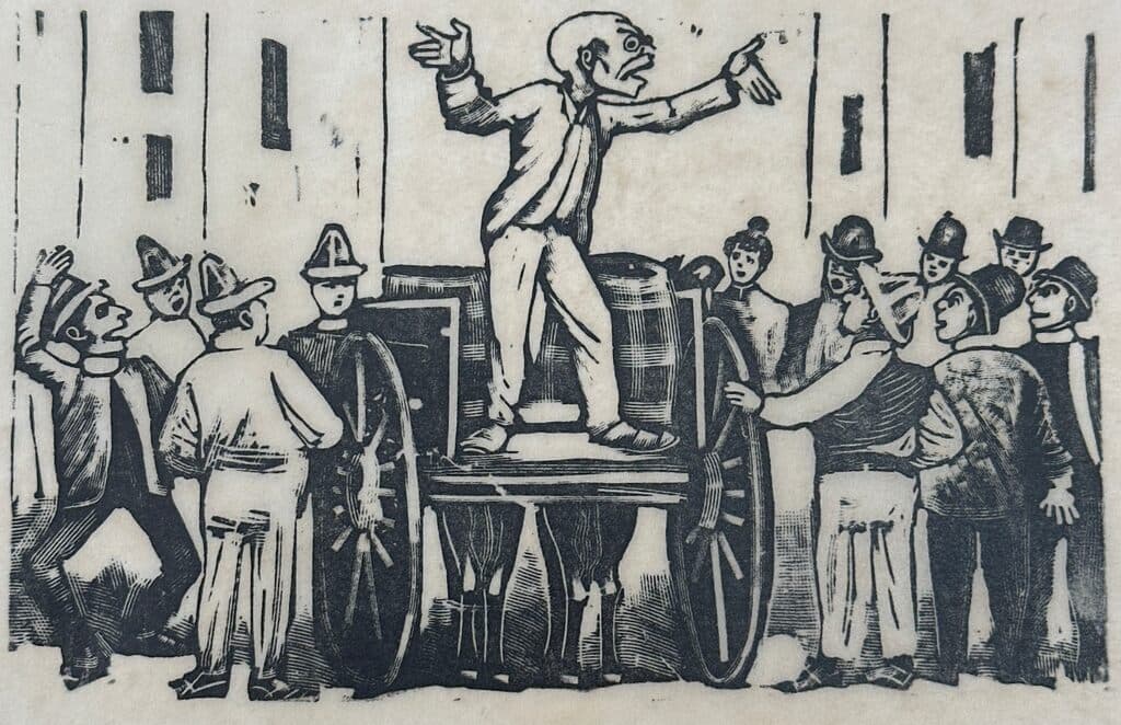 Original Woodcut on Rice Paper de José Guadalupe Posada - Woodcut print on handmade paper, Circa 1890