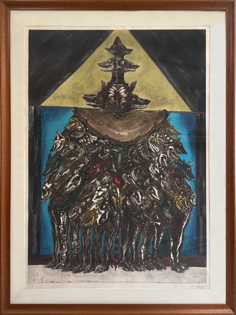 Mago con Abrigo de Perros de Alejandro Colunga - Etching, 1979