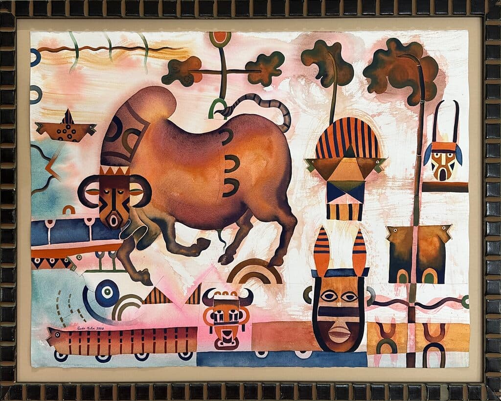 Búfalo de Tomás Pineda Matus - Mixed media on paper, 2000