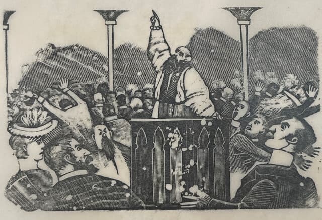 Original Woodcut on Rice Paper de José Guadalupe Posada