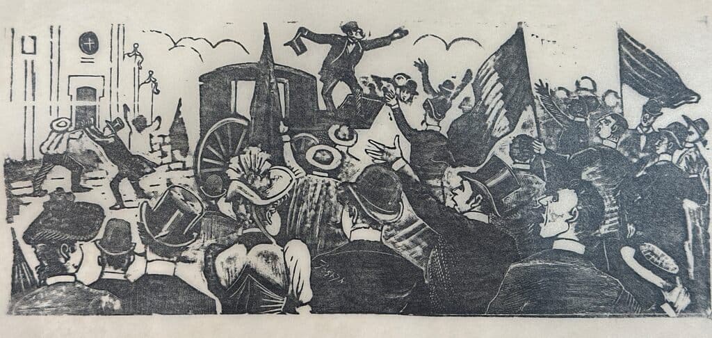 Original Woodcut on Rice Paper de José Guadalupe Posada - Woodcut print on handmade paper, Circa 1890