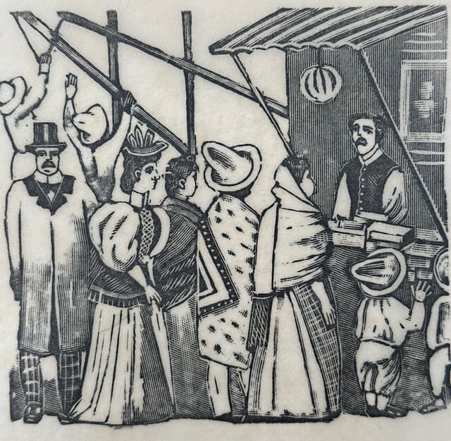 Original Woodcut on Rice Paper de José Guadalupe Posada