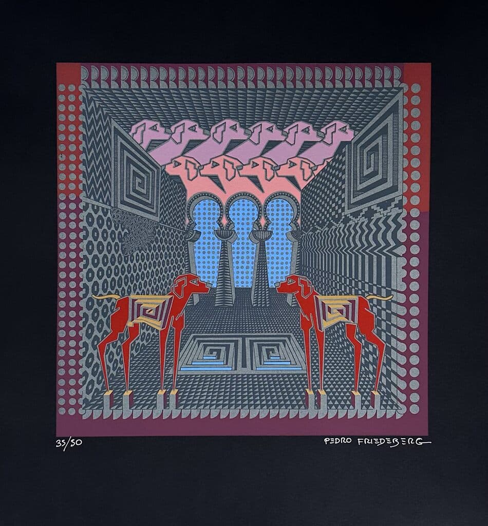 Architectural dogs de Pedro Friedeberg - Screenprint on paper, 2000-2015
