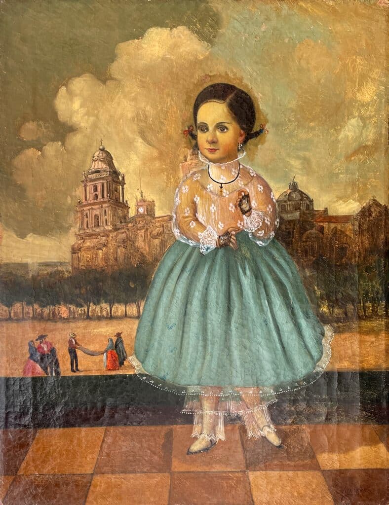 Retrato de Niña en Hacienda de Horacio Rentería Rocha - Oil on canvas, 1930s-1940s