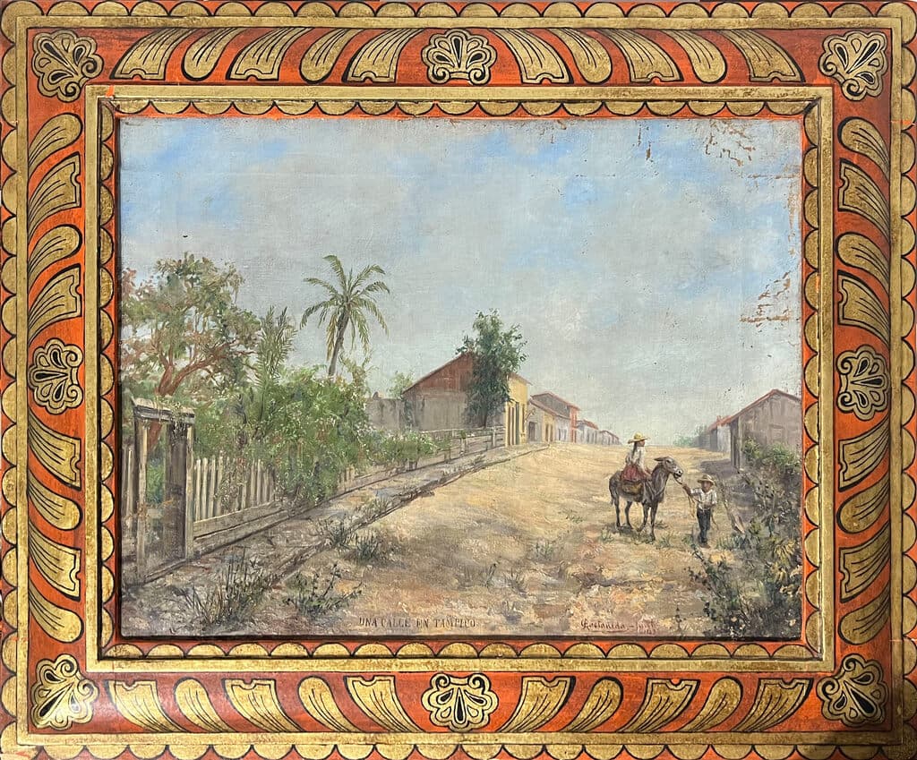Mexican School Town Landscape de Unknown Artist - Oil on canvas, 1895