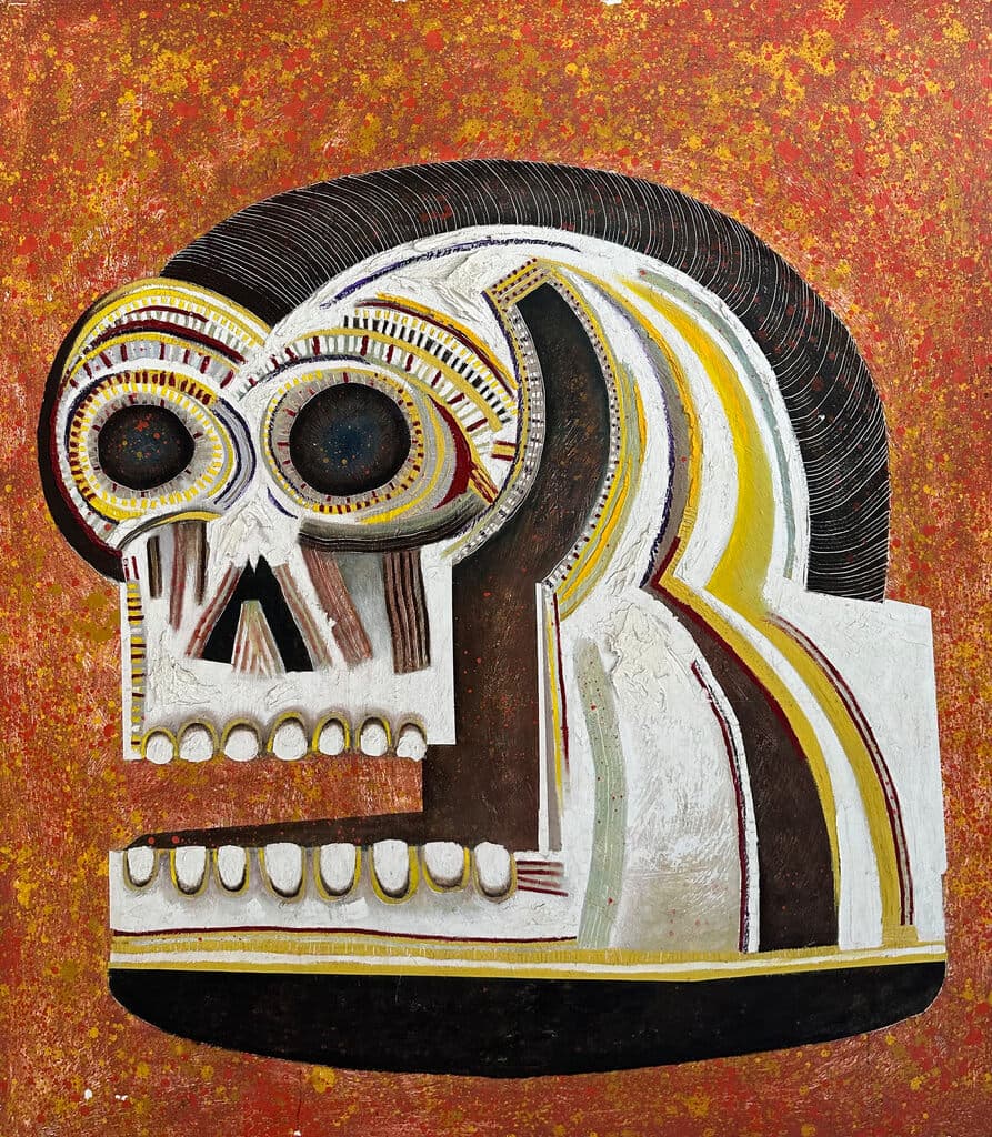 Cabeza Olmeca de Ernesto Loza - Oil on canvas, Mixed media, 2021