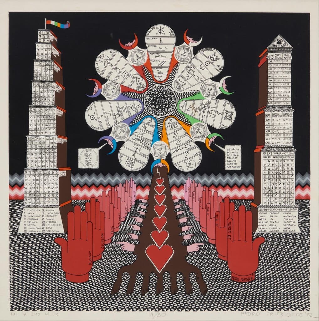 The 7 Day Week de Pedro Friedeberg - Lithograph in colors on Fabriano paper, 1972