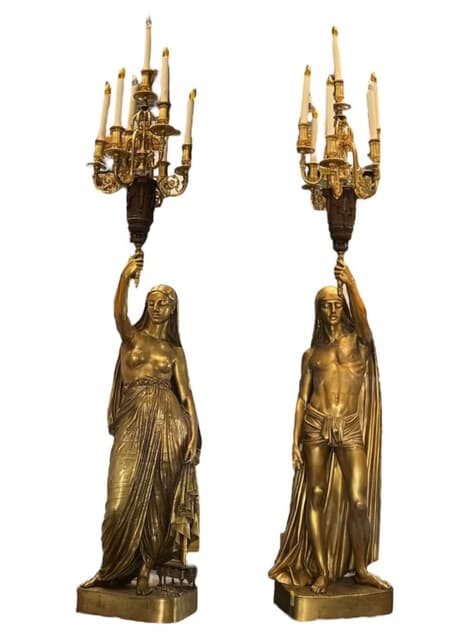 Bardebien Bronze Candelabra Amerindians de A. Toussaint