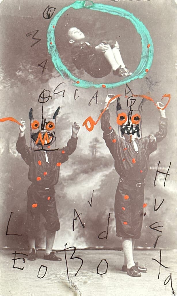 Sin título de Leobardo Huerta - Vintage photograph intervened with paint, pen and ink, 1972