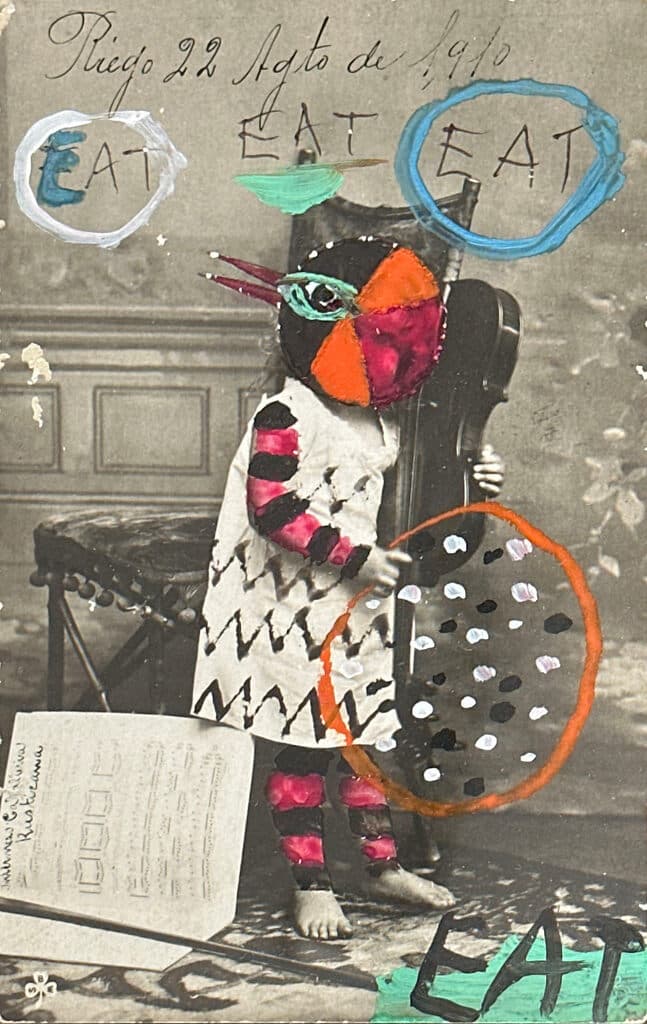 Sin título de Leobardo Huerta - Vintage photograph intervened with paint, pen and ink, 1972
