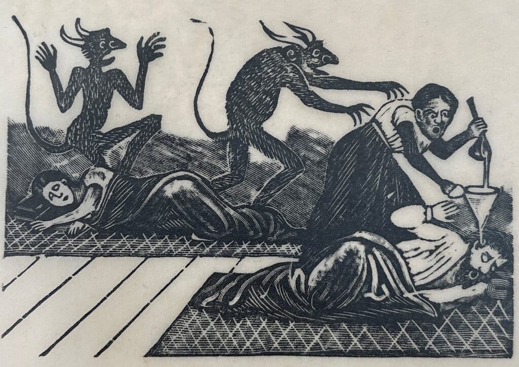 Original Woodcut on Rice Paper de José Guadalupe Posada - Woodcut print on handmade paper, Circa 1890
