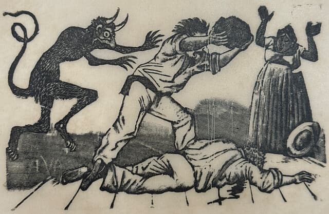 Original Woodcut on Rice Paper de José Guadalupe Posada