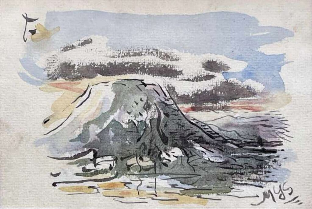 Volcán de Manuel González Serrano - Mixed Media on paper, 1950s