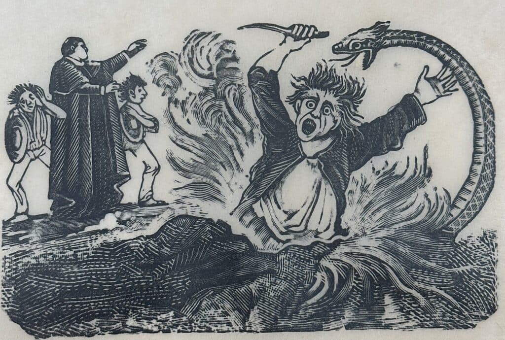 Original Woodcut on Rice Paper de José Guadalupe Posada - Woodcut print on handmade paper, Circa 1890