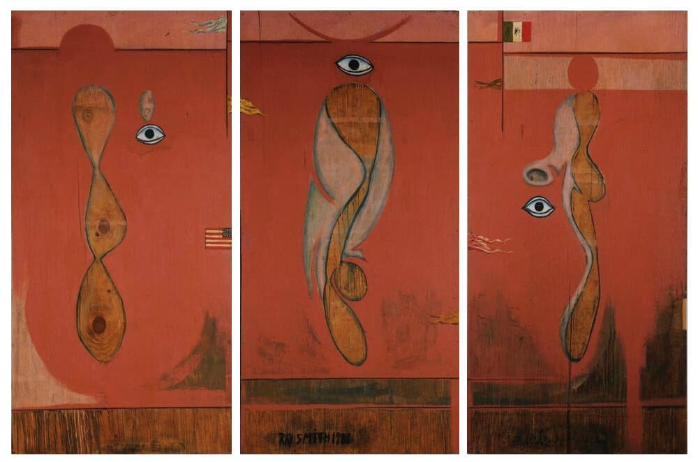 Los Espectadores de Ray Smith - Oil and Was on Three Plywood Panels, 1986