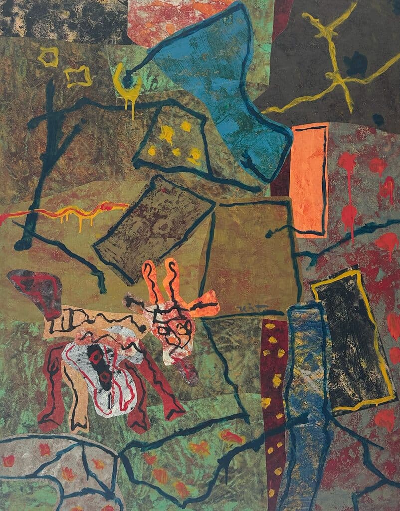 Ecología de Rodolfo Nieto - Oil and collage on panel, 1972