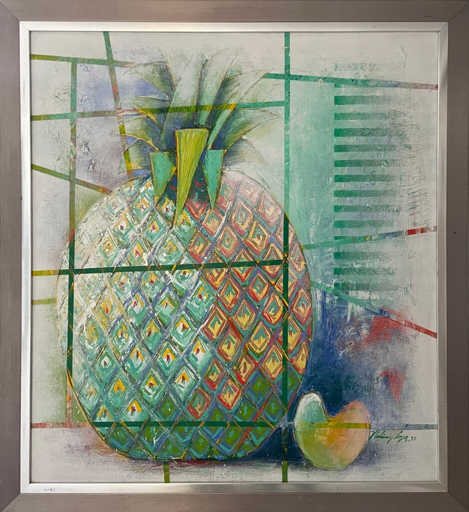 Bodegón con Piña de Vladimir Cora - Oil on canvas, 1997