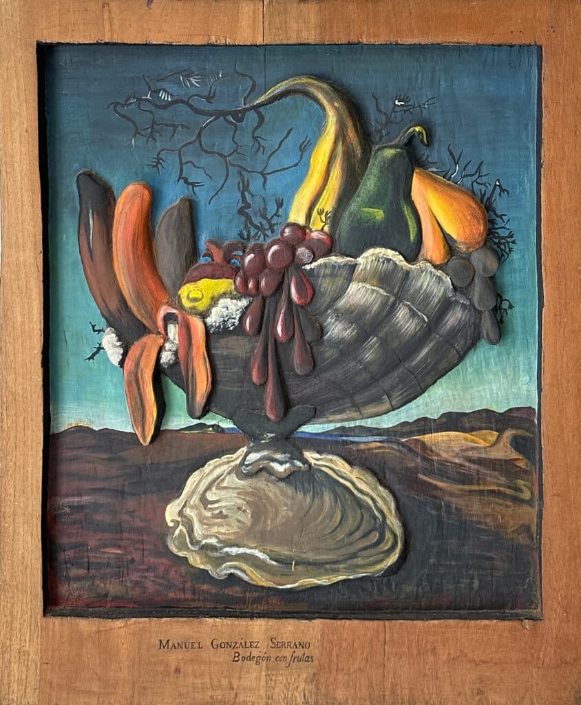 Bodegón con frutas de Manuel González Serrano - Hand Carved wood, 1960s