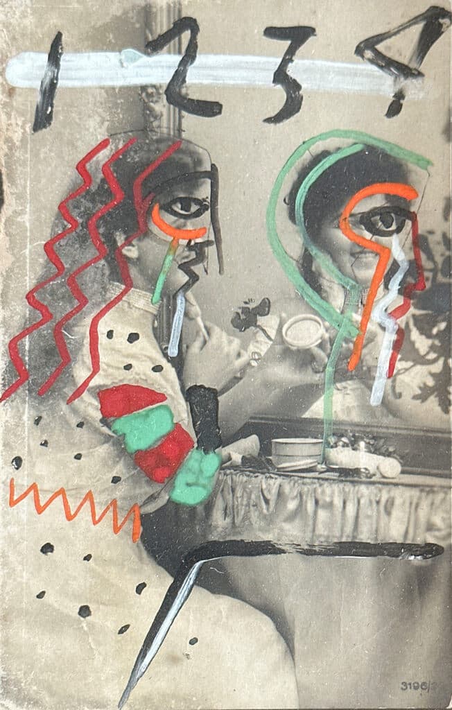 Sin título de Leobardo Huerta - Vintage photograph intervened with paint, pen and ink, 1972