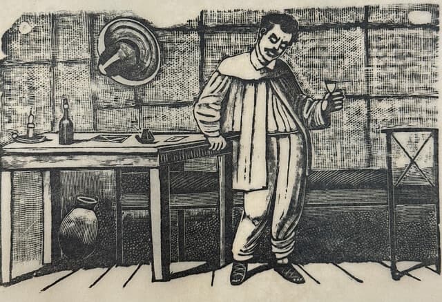 Original Woodcut on Rice Paper de José Guadalupe Posada