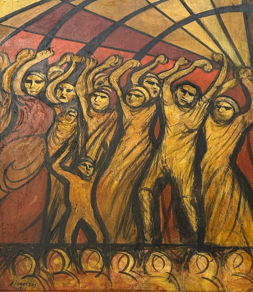 Marcha de la Humanidad a la Democracia de David Alfaro Siqueiros - Oil on canvas, 1968