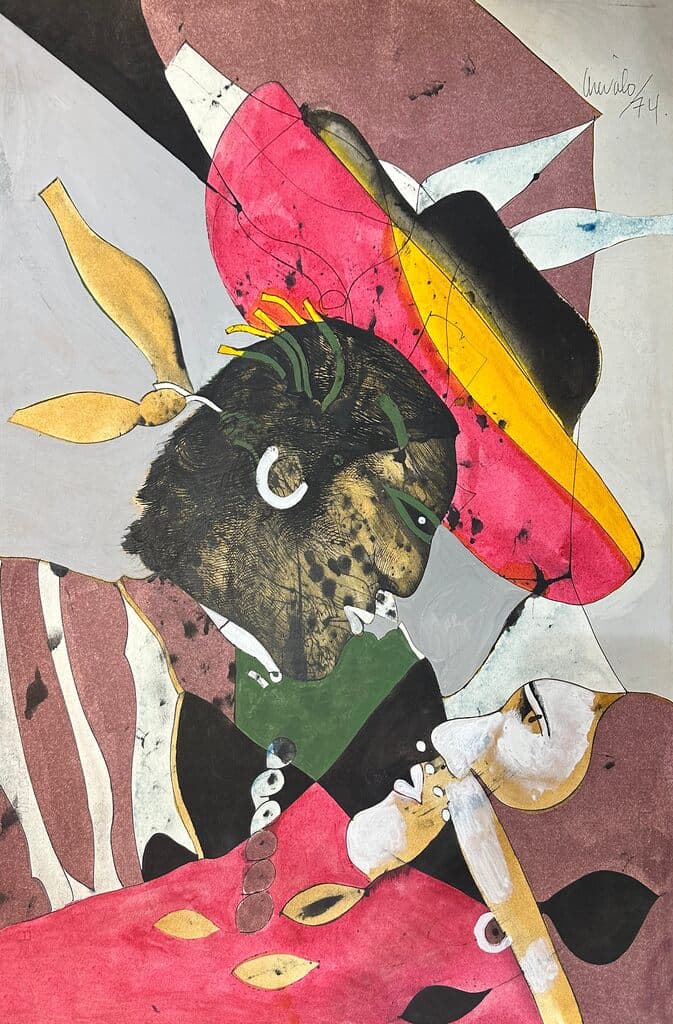 Enamorados de Javier Arevalo - Mixed media on fabriano paper, 1974