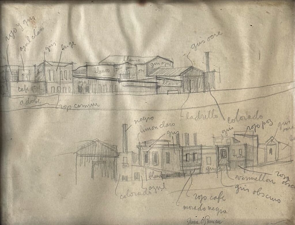 Sketch study de Juan O'Gorman - Graphite on paper, 1960-1970