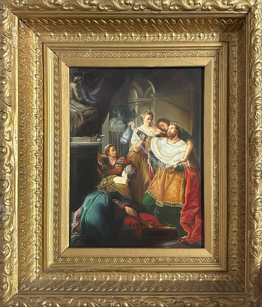 Biblical Scene Solomon King de Unknown Artist - Painting on KPM porcelain, Siglo XIX