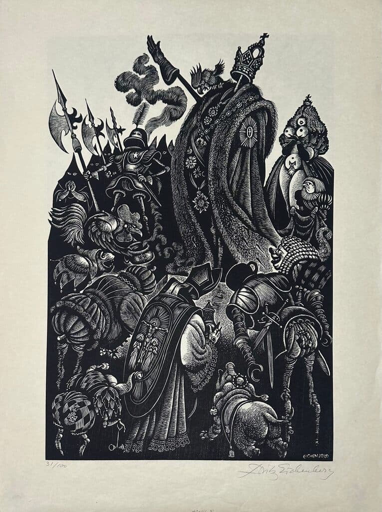The Follies of the Court de Fritz Eichenberg - Wood engraving on paper, 1972