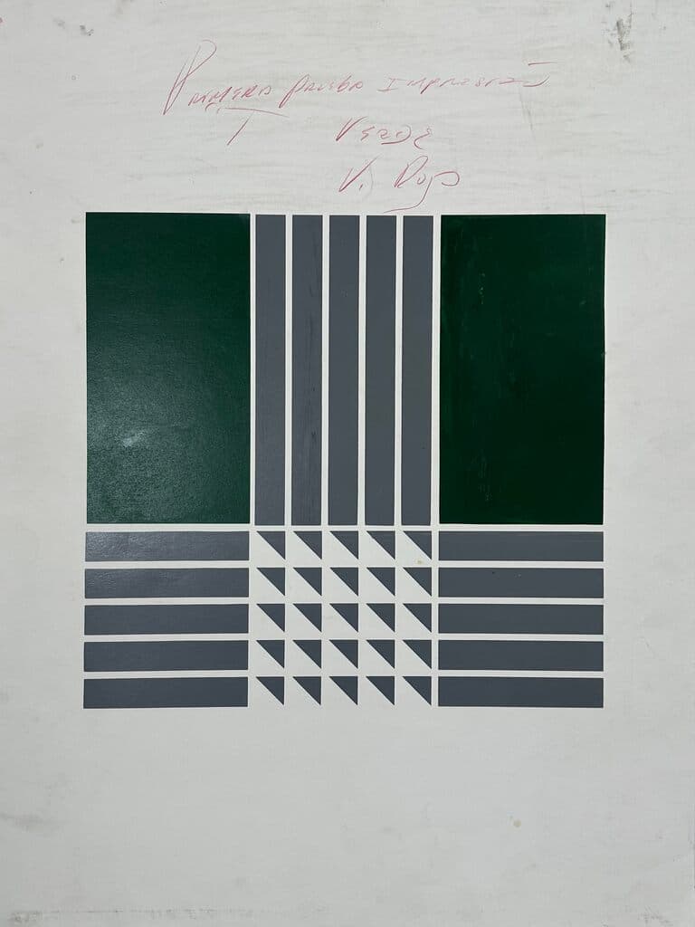 Primera prueba impresión verde de Vicente Rojo - Lithograph, 1974