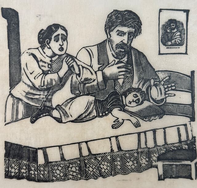 Original Woodcut on Rice Paper de José Guadalupe Posada