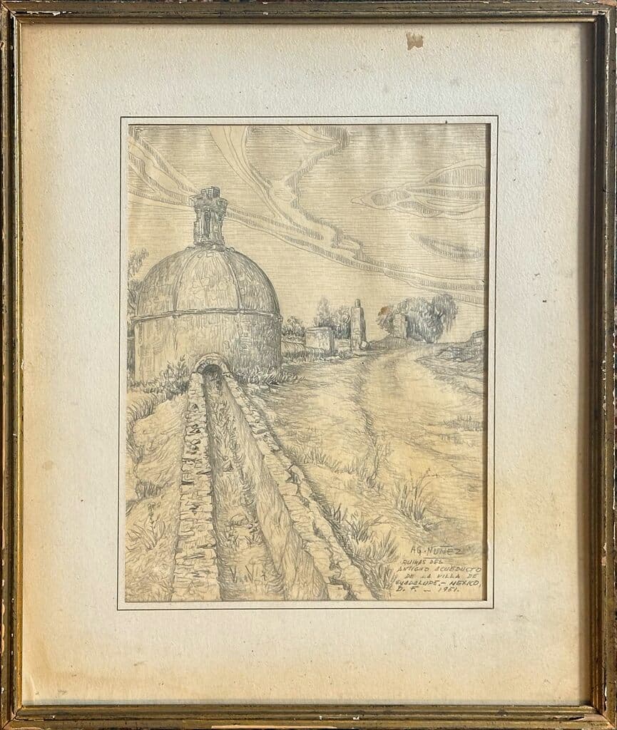 Ruinas del Antiguo Acueducto de Armando Garcia Nuñez - Graphite on paper, 1951