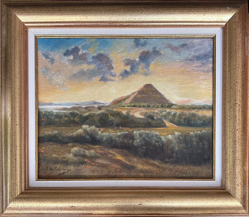 Paisaje de Piramide de Teotihuacán de José Othón de Aguinaga - Oil on canvas, 1960s