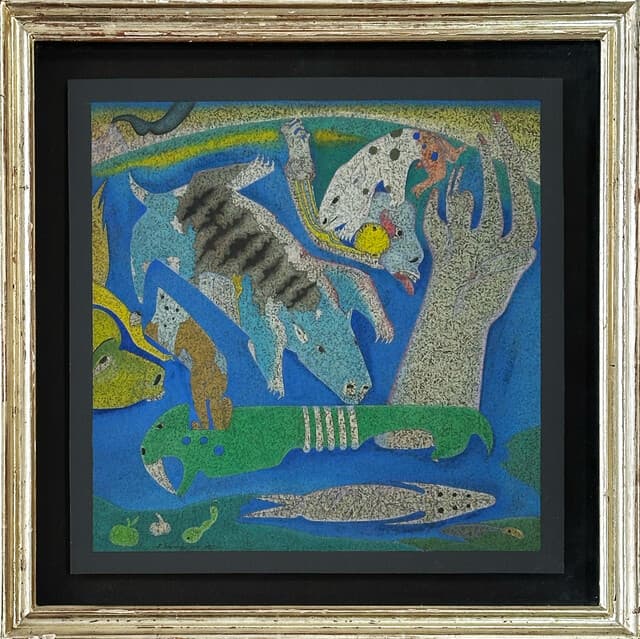 Untitled, Animals Against a Blue Landscape de Mihail Chemiakin
