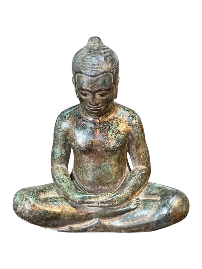 Seated Figure (probably Angkor Watt period) de Cambodia, Angkor, 12th century - Bronze with a vergris patina, Siglo XII