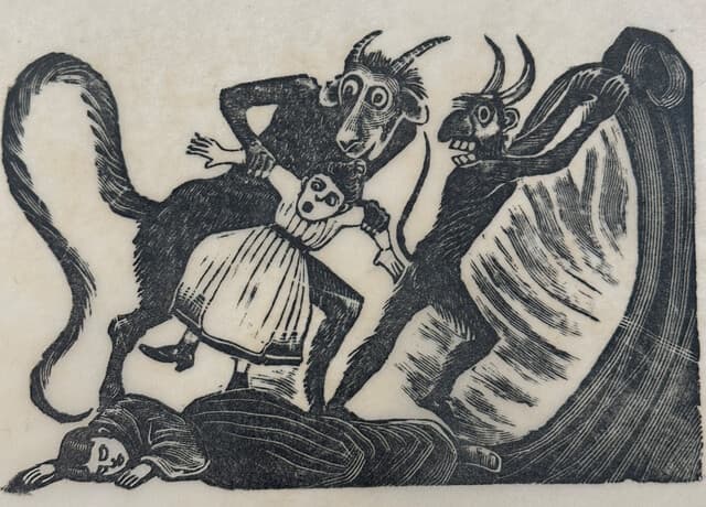 Original Woodcut on Rice Paper de José Guadalupe Posada