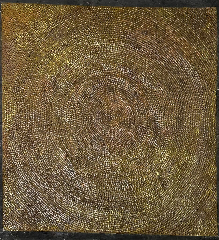 Mensaje de Mathias Goeritz - Hammered brass and metal fasteners on board, 1960s