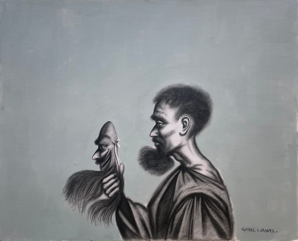 Sin título de Rafael Coronel - Watercolor and charcoal, 1980s