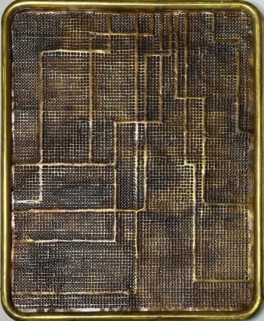Mensaje de Mathias Goeritz - Hammered brass and metal fasteners on board, 1960´s