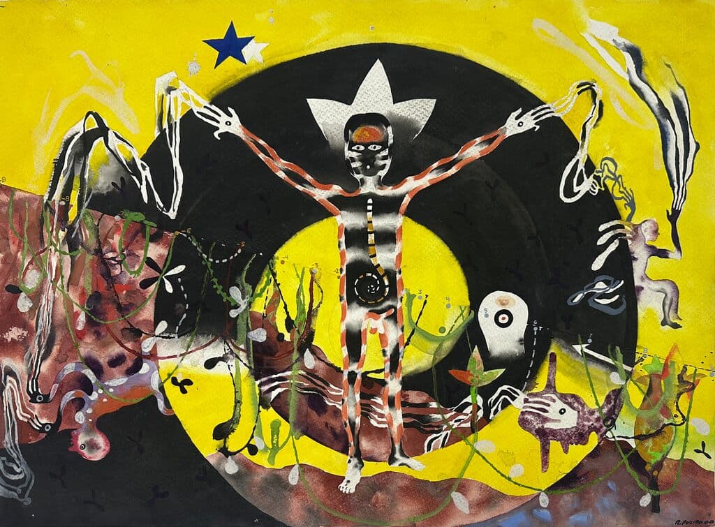 Hombre Vitruvio de Roberto Pulido - Watercolor on paper, 2000