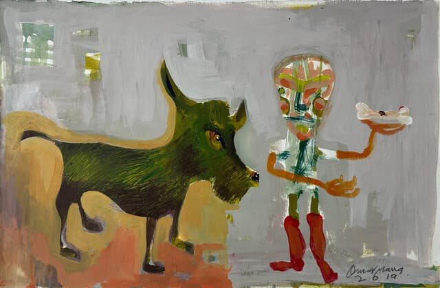 Alimentando al perro de Omar Nava
