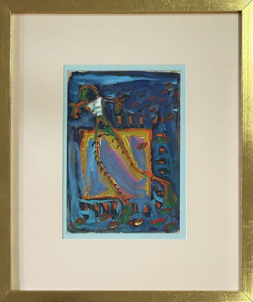 Color Azul DR de Claudio Favier Orendain - Gouache on newspaper, 1995