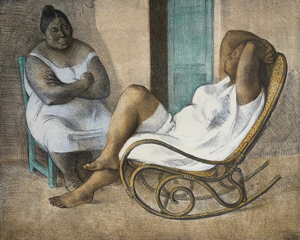La Mecedora, The Rocking Chair de Francisco Zúñiga - Lithograph, 1982