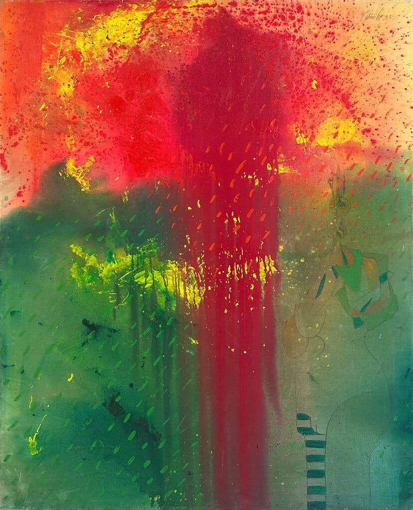 Señorita Bajo la Lluvia de Vladimir Cora - Oil on canvas, 1985