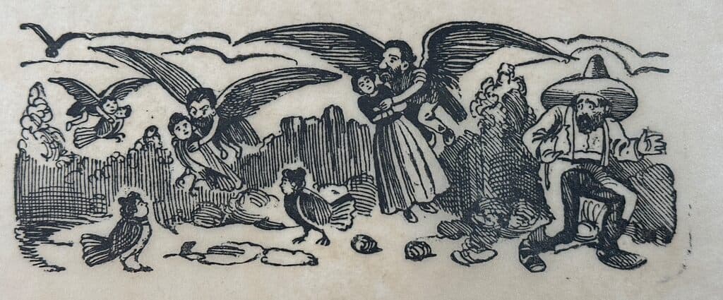 Original Woodcut on Rice Paper de José Guadalupe Posada - Woodcut print on handmade paper, Circa 1890