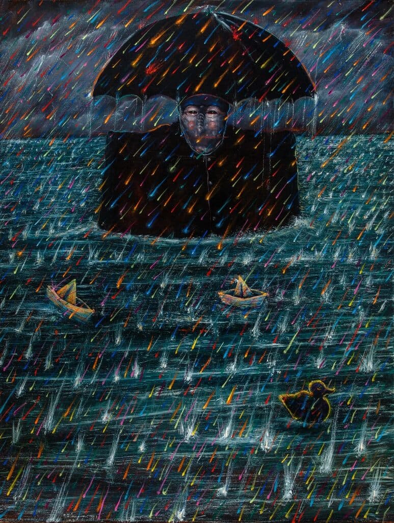 Mago de la Lluvia Inundado-Dado de Alejandro Colunga - Acrylic on canvas, 1987