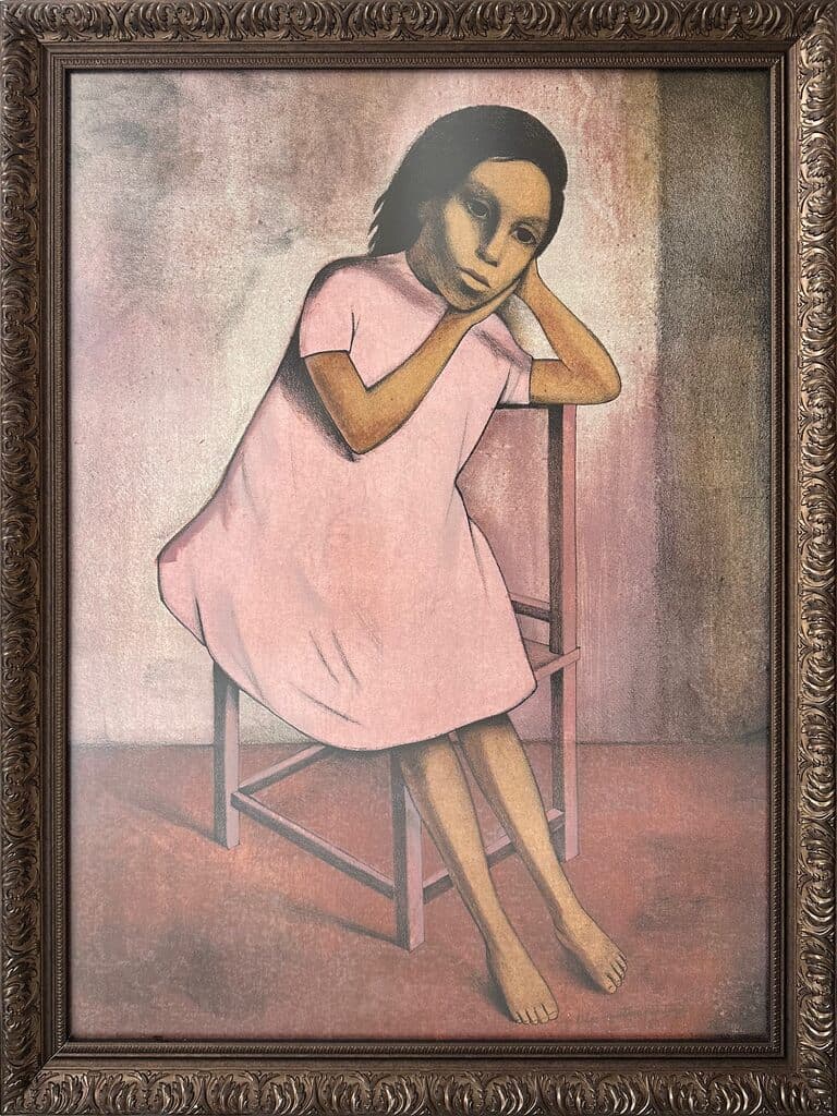 Niña en Violetas de Gustavo Montoya - Lithograph, 1985
