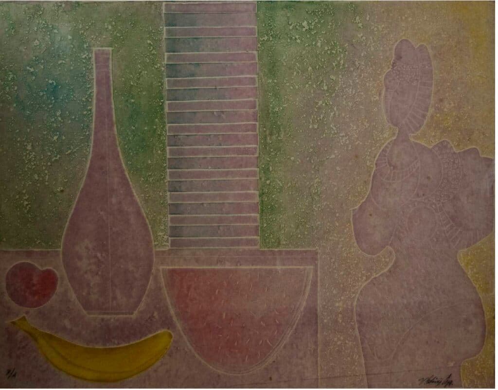 Bodegón de Vladimir Cora - Mixography handmade on paper, 1995